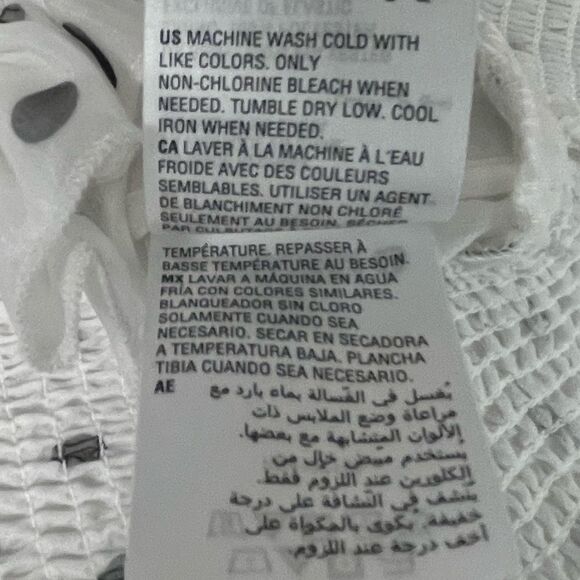 BAR III Women’s White Sheer Polka Dot Long Sleeve V Neck Top - Picture 8 of 9